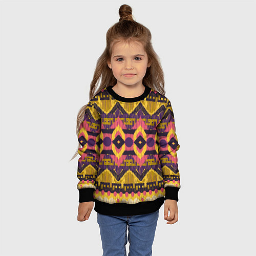 Детский свитшот Африканский узор орнамент из шерсти Africa Wool Pa / 3D-Черный – фото 4