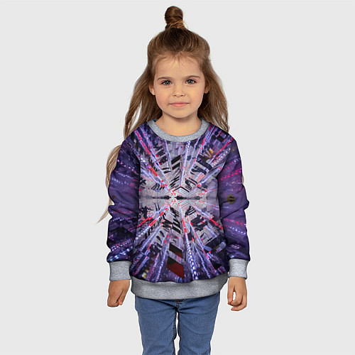 Детский свитшот Неоновый абстрактный коридор - Фиолетовый / 3D-Меланж – фото 4