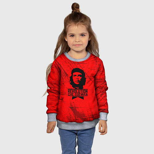 Детский свитшот Че Гевара - на красном фоне / 3D-Меланж – фото 4