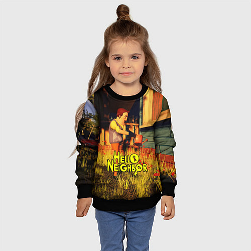 Детский свитшот Hello Neighbor Привет сосед Сосед поливает / 3D-Черный – фото 4