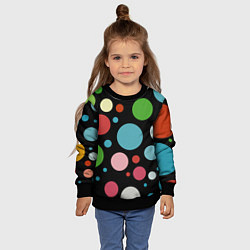 Свитшот детский Разноцветные круги на чёрном фоне, цвет: 3D-черный — фото 2