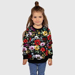 Свитшот детский Цветы на черном фоне паттерн, цвет: 3D-черный — фото 2