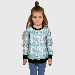 Свитшот детский Голубые листья пальмы на белом, цвет: 3D-черный — фото 2