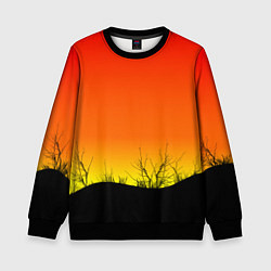 Свитшот детский Закат и травы, цвет: 3D-черный