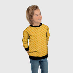 Свитшот детский Волнистые желтые узоры, цвет: 3D-черный — фото 2