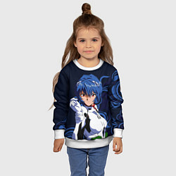 Свитшот детский Рей Аянами - холодная девочка, цвет: 3D-белый — фото 2