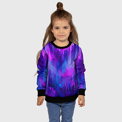 Детский свитшот Purple splashes / 3D-Черный – фото 4