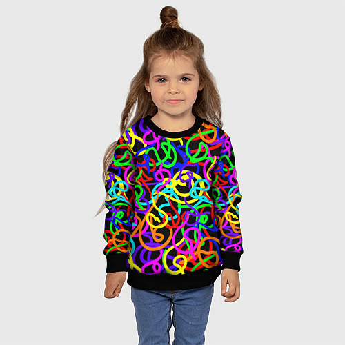 Детский свитшот Неоновый беспорядок / 3D-Черный – фото 4