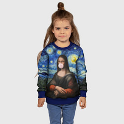 Свитшот детский Мона Лиза Приколы - Звездная ночь, цвет: 3D-синий — фото 2