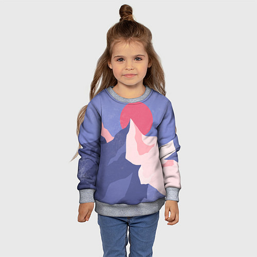 Детский свитшот Пейзаж гор и леса в стиле ретро / 3D-Меланж – фото 4