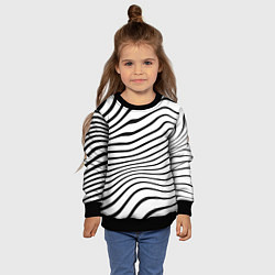 Свитшот детский Волновой линейный растр - зебра, цвет: 3D-черный — фото 2