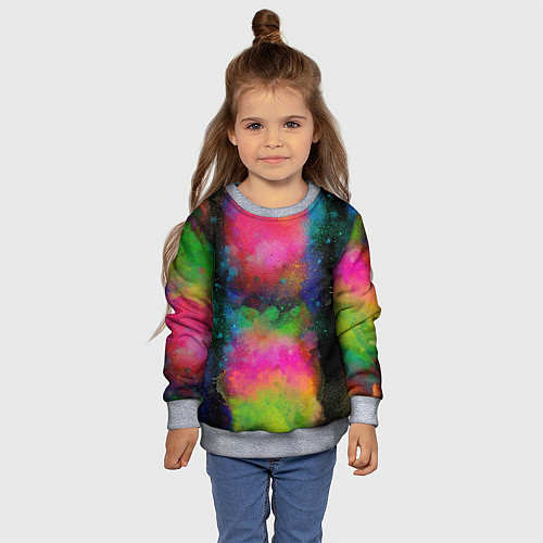 Детский свитшот Разноцветные брызги кляксы / 3D-Меланж – фото 4