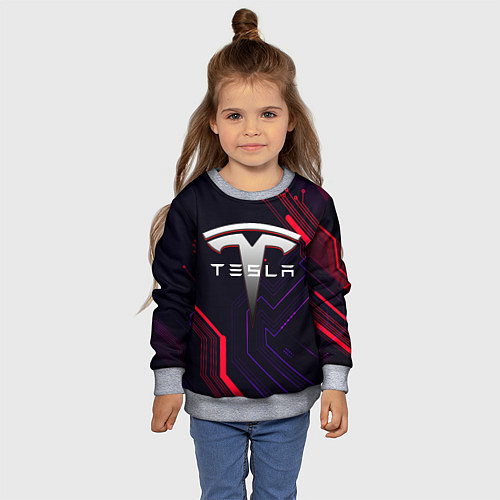 Детский свитшот Тесла электросхемы / 3D-Меланж – фото 4