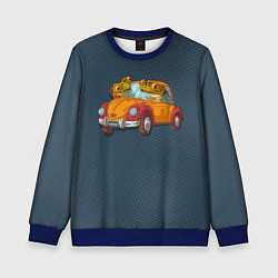 Свитшот детский Веселые лягухи на авто, цвет: 3D-синий
