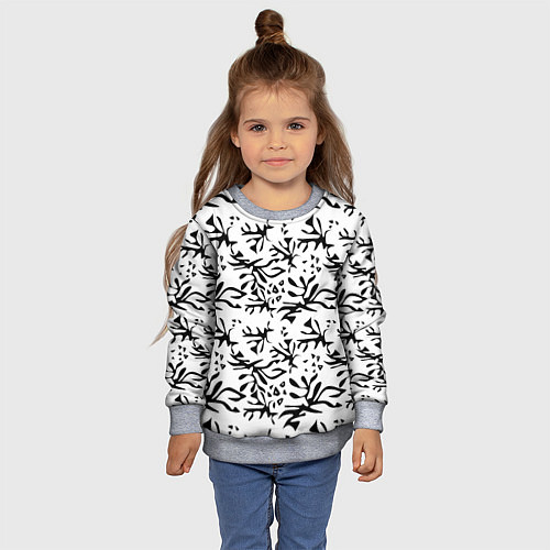 Детский свитшот Черно белый абстрактный модный узор / 3D-Меланж – фото 4