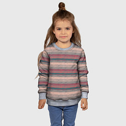 Свитшот детский Серые, бежевые, красные полосы с текстурой дерева, цвет: 3D-меланж — фото 2