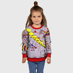 Свитшот детский Капли красок на воде, цвет: 3D-красный — фото 2