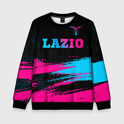 Свитшот детский Lazio - neon gradient: символ сверху, цвет: 3D-черный