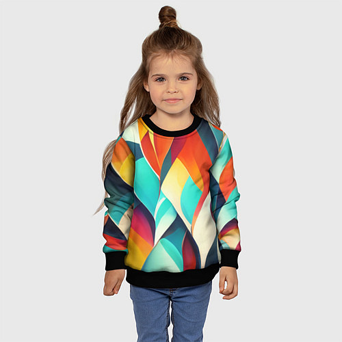 Детский свитшот Красивые многоцветные узоры / 3D-Черный – фото 4