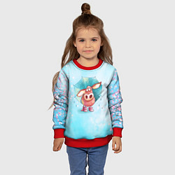 Свитшот детский Свинка под зонтиком в дождь, цвет: 3D-красный — фото 2