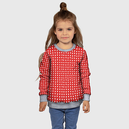 Детский свитшот Красные сердечки паттерн / 3D-Меланж – фото 4