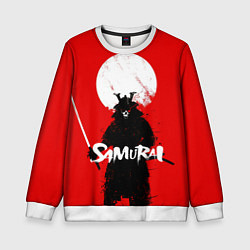 Свитшот детский Самурай С Катаной На Красном Фоне, цвет: 3D-белый