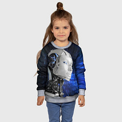 Свитшот детский Голова робота - киберпанк, цвет: 3D-меланж — фото 2