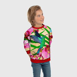 Свитшот детский Колибри и орхидеи, цвет: 3D-красный — фото 2