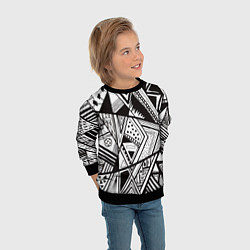 Свитшот детский Черно белый узор, цвет: 3D-черный — фото 2