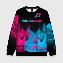 Свитшот детский Need for Speed - neon gradient: символ сверху, цвет: 3D-черный