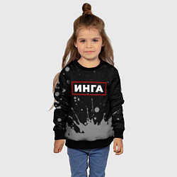 Свитшот детский Инга - в красной рамке на темном, цвет: 3D-черный — фото 2