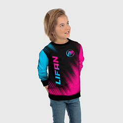 Свитшот детский Lifan - neon gradient: надпись, символ, цвет: 3D-черный — фото 2