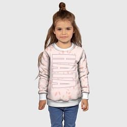 Свитшот детский Ната по-вертикали с розовым фоном, цвет: 3D-белый — фото 2