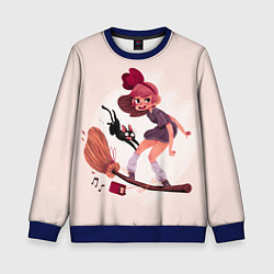 Свитшот детский Кики на метле, цвет: 3D-синий