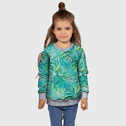 Свитшот детский Тропические листья на зеленом фоне, цвет: 3D-меланж — фото 2