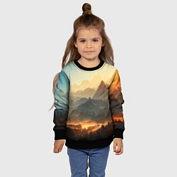 Свитшот детский Рассвет в горах, пейзаж, цвет: 3D-черный — фото 2
