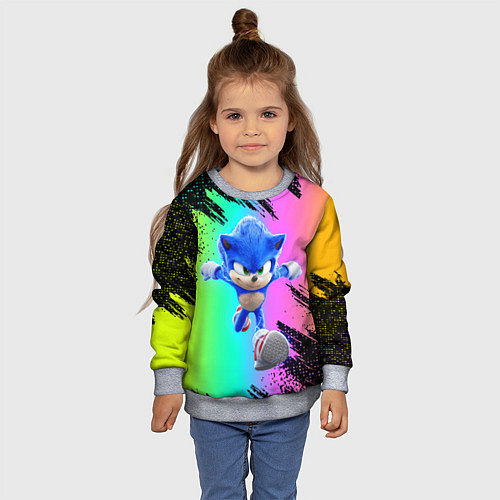 Детский свитшот Sonic neon / 3D-Меланж – фото 4