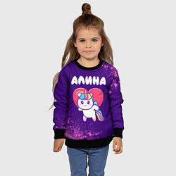 Свитшот детский Алина единорог с сердечком, цвет: 3D-черный — фото 2