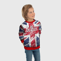 Свитшот детский The Beatles - лого на фоне флага Великобритании, цвет: 3D-красный — фото 2