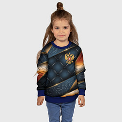Свитшот детский Золотой герб России на объемном фоне, цвет: 3D-синий — фото 2