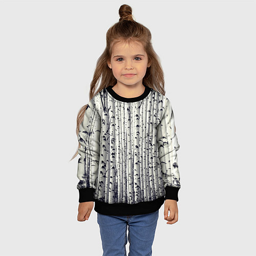 Детский свитшот Русские берёзки - роща / 3D-Черный – фото 4