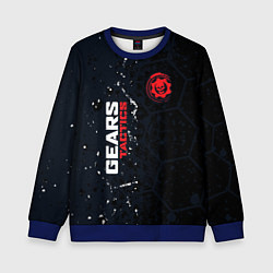 Свитшот детский Gears of War красно-белой лого на темном фоне, цвет: 3D-синий
