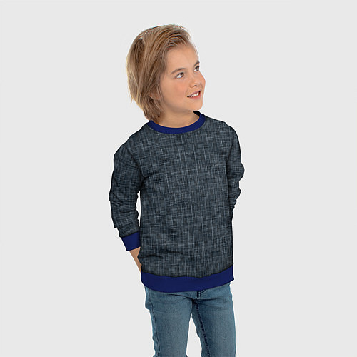 Детский свитшот Черно-синий текстурированный в елочку, под джинсу / 3D-Синий – фото 3