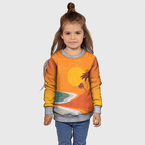 Детский свитшот Закат на побережье минимализм / 3D-Меланж – фото 4