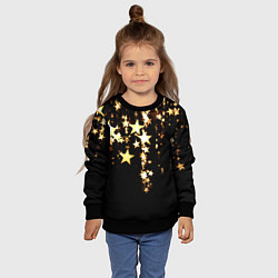 Свитшот детский Золотые праздничные звезды, цвет: 3D-черный — фото 2