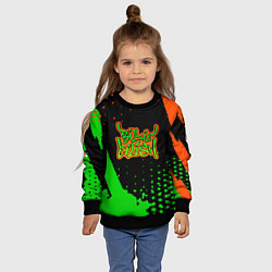 Свитшот детский Billie Eilish - Зелено-желтый Краска, цвет: 3D-черный — фото 2