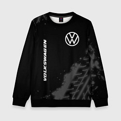 Свитшот детский Volkswagen speed на темном фоне со следами шин: на, цвет: 3D-черный