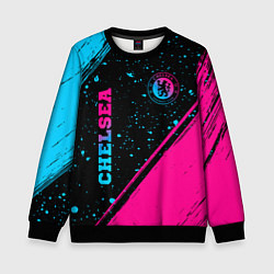 Свитшот детский Chelsea - neon gradient: надпись, символ, цвет: 3D-черный