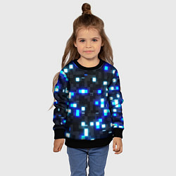 Свитшот детский Неоновые светящиеся квадраты, цвет: 3D-черный — фото 2