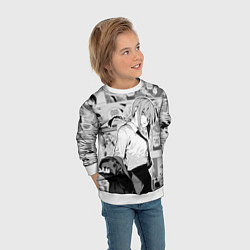 Свитшот детский Страницы манги - Макима - Человек бензопила, цвет: 3D-белый — фото 2